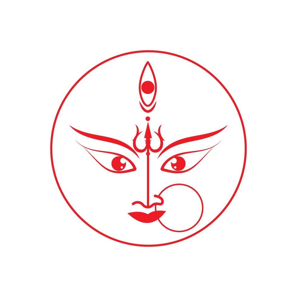 durga shakti, the goddess of power, is depicted in red on a white background vector