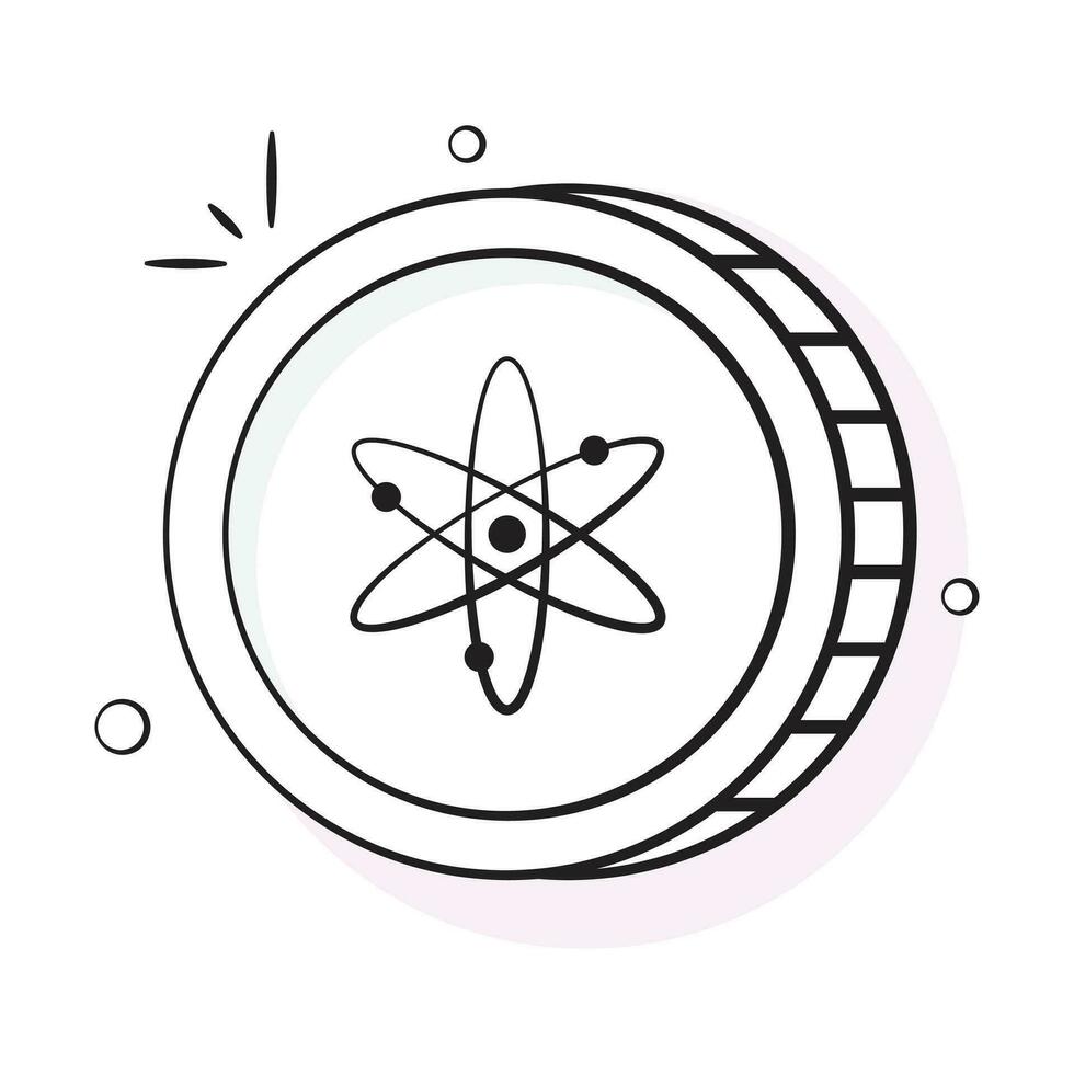 Well designed icon of Cosmos coin, cryptocurrency coin vector design