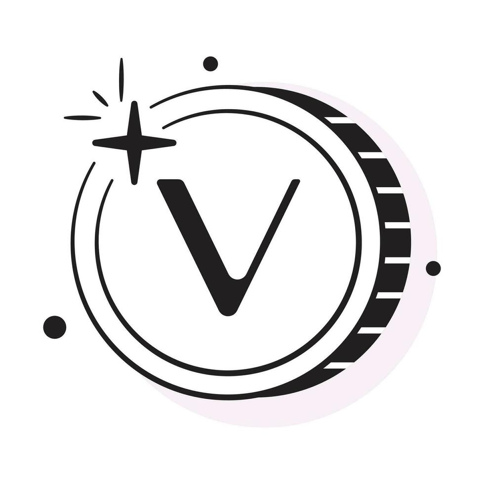 bien diseñado icono de vechain moneda, criptomoneda moneda vector diseño