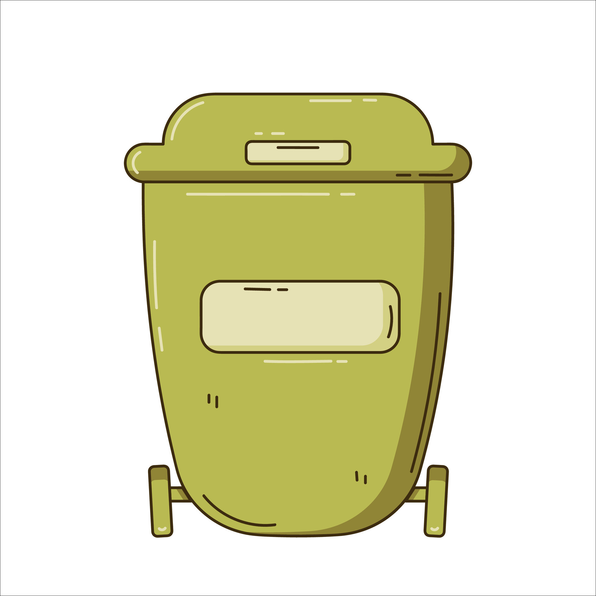 Cute recycle trash bin. Garbage can. Waste management and environmental protection concept
