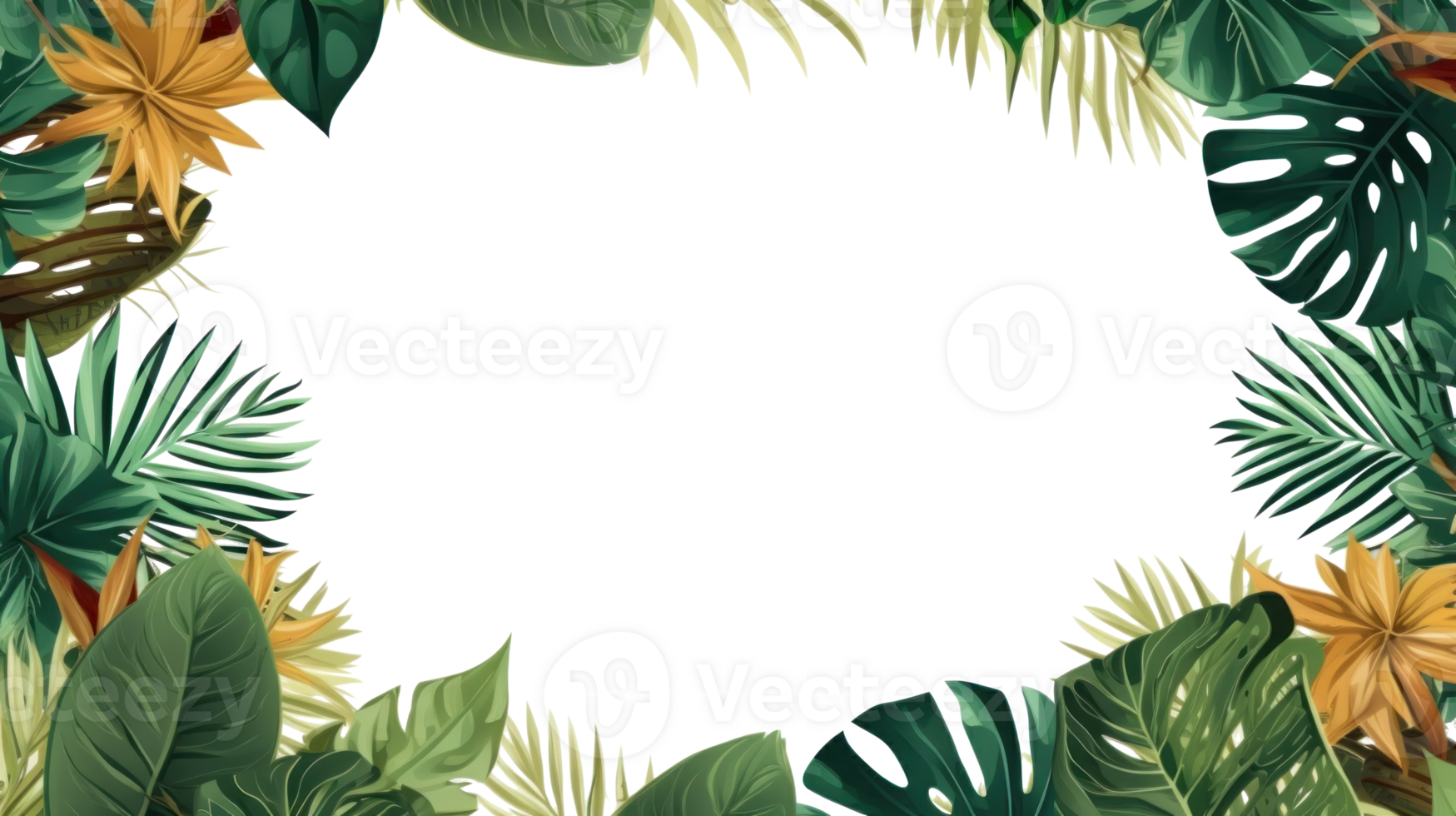 Tropical foliage border with space for text png