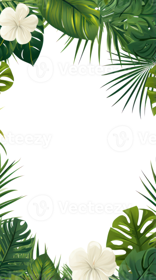 Tropical foliage border with space for text png