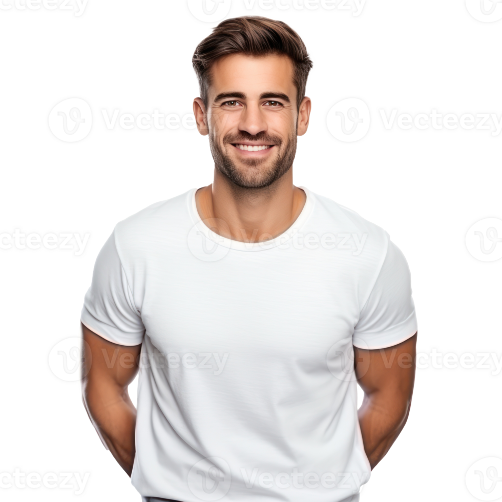 Handsome business man in white t-shirt isolated png