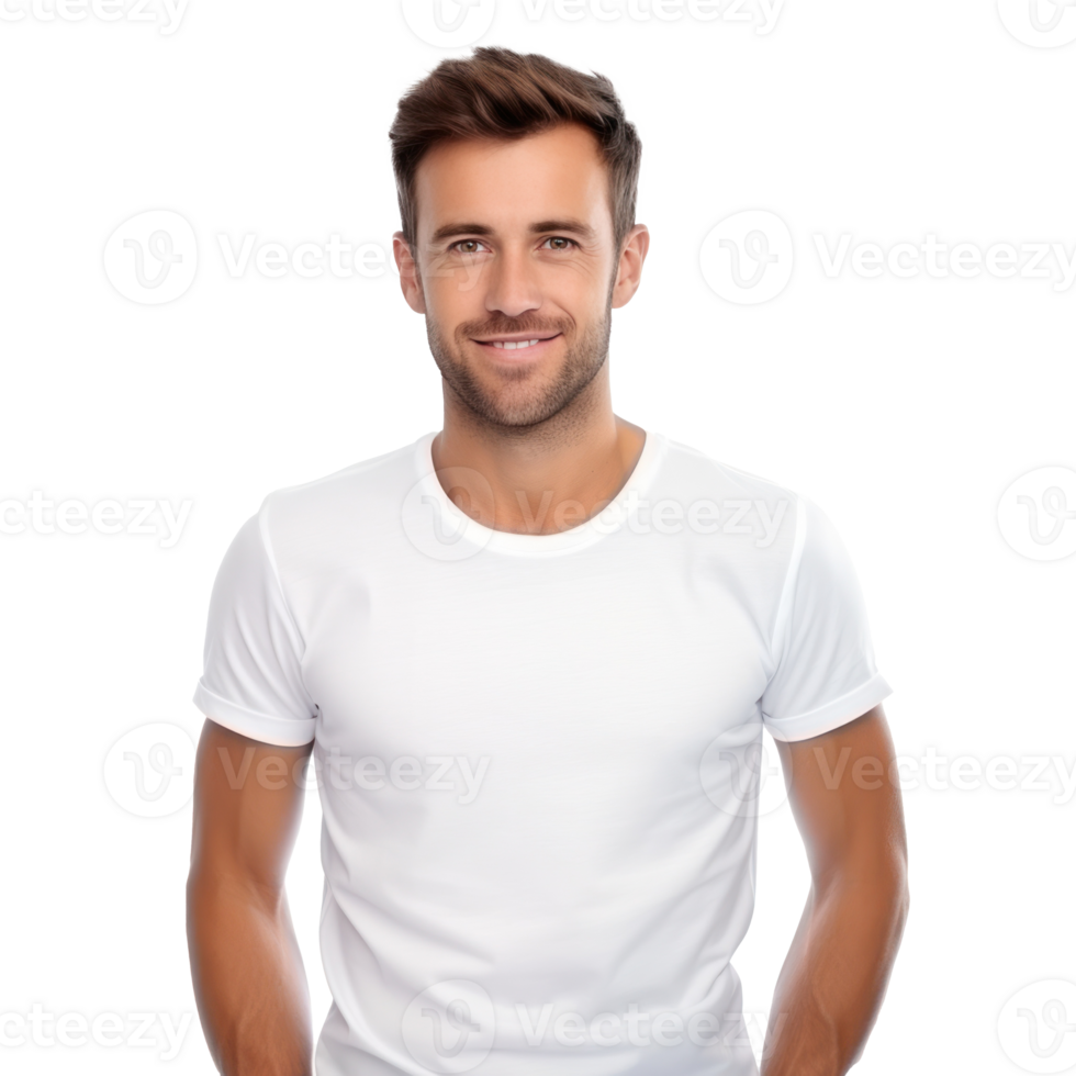 Handsome business man in white t-shirt isolated png