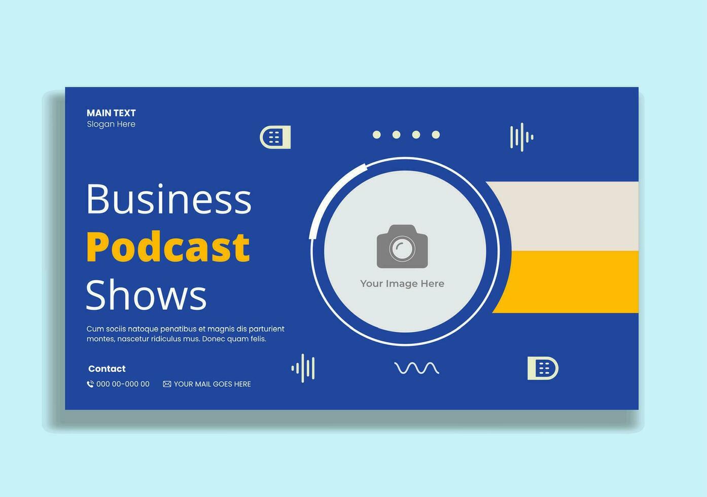 Video thumbnail and banner design for live business podcast shows vector