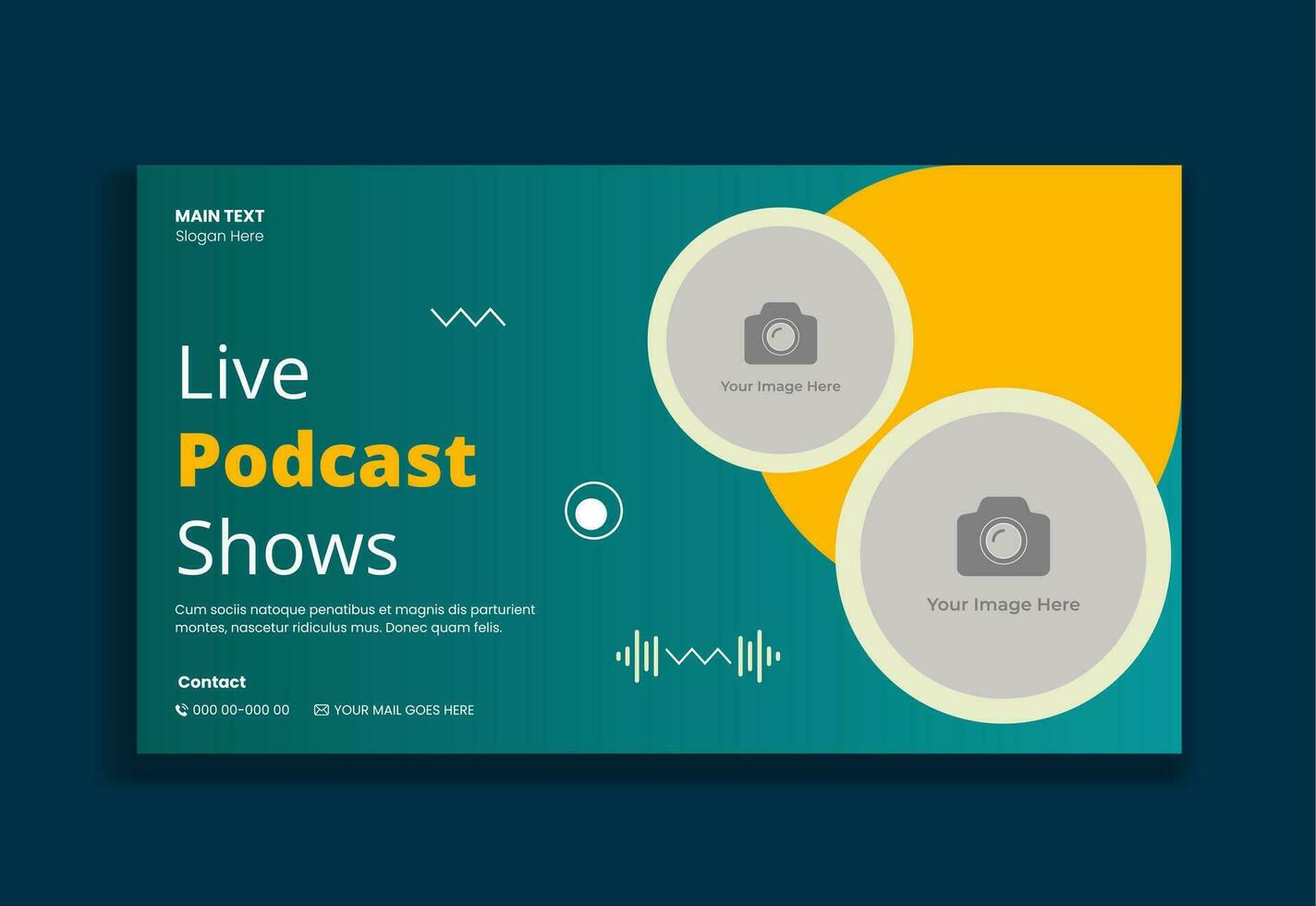 Video thumbnail and banner design for live podcast shows vector