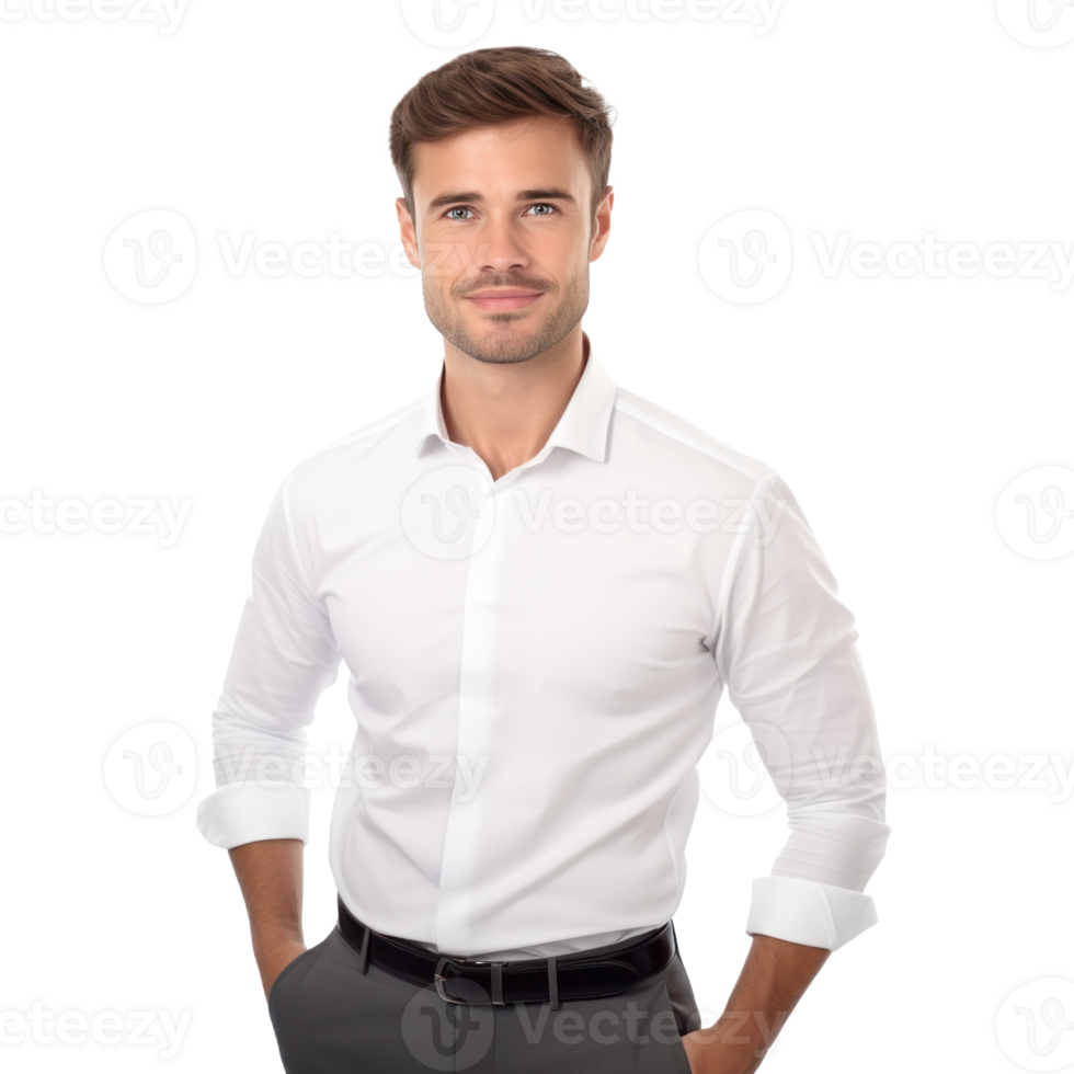 hermoso negocio hombre en blanco camiseta aislado png