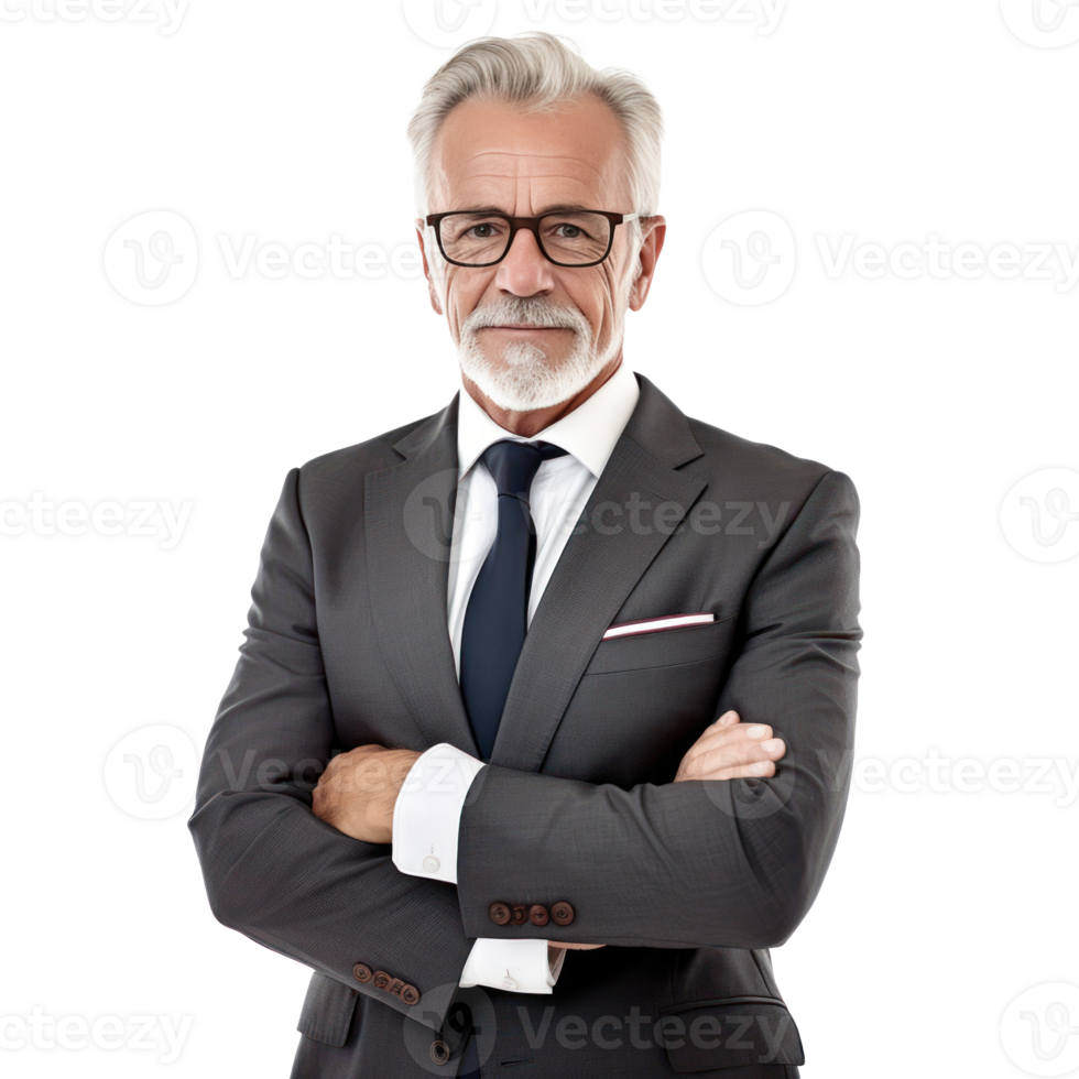 Handsome old business man isolated png