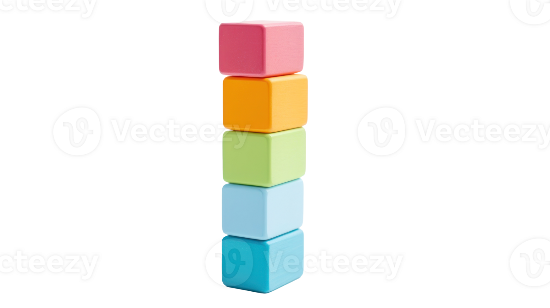 Colorful blocks stacked high in a tower, ready to topple isolated png
