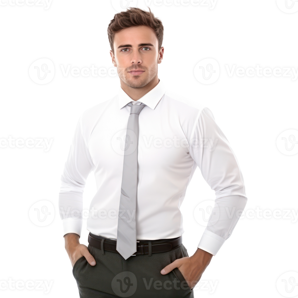 Handsome business man in white t-shirt isolated png