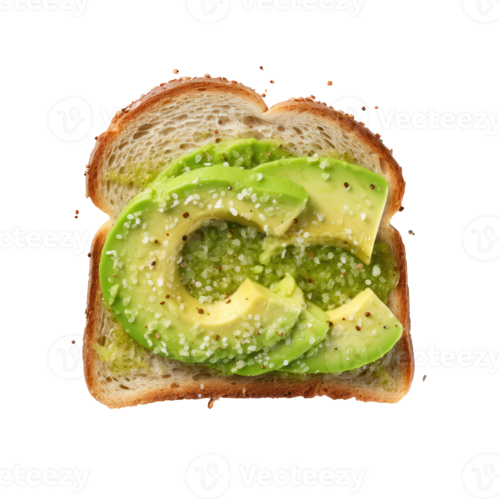 Avocado toast Sliced avocado on toast, sprinkled with salt and pepper