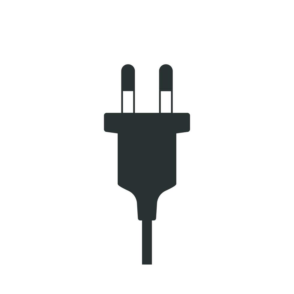 Electric plug with cabel icon.  Electricity and energy symbol. Vector on white background