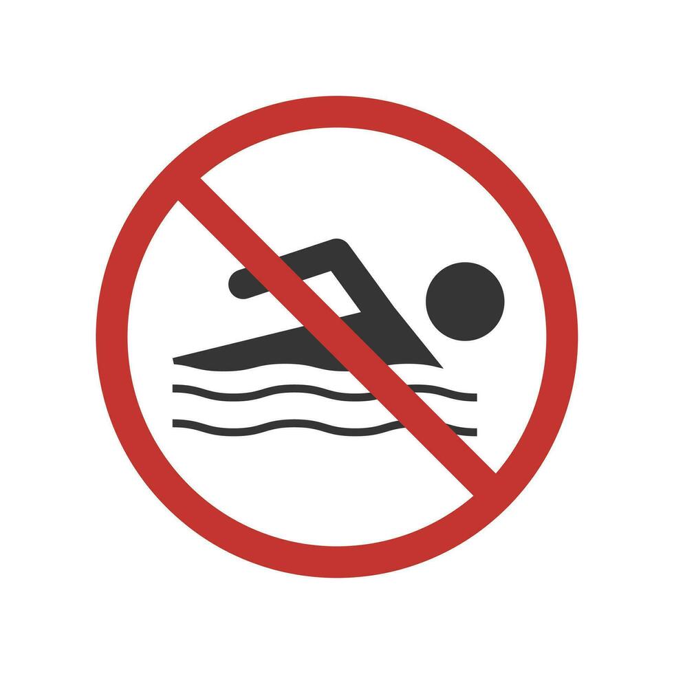 No swimming sign. Caution banner. Vector