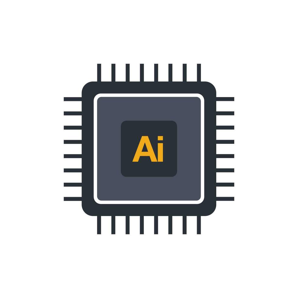 AI processor chip design icon vector