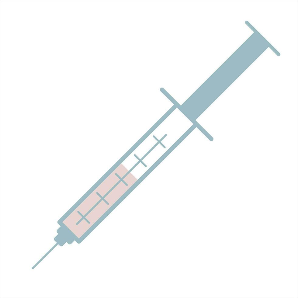 Vector illustration of medical syringe. Symbol of vaccination and the pharmaceutical industry