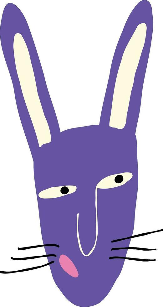 Strange bunny with stupid face. Cartoon comic character doodle style illustration vector