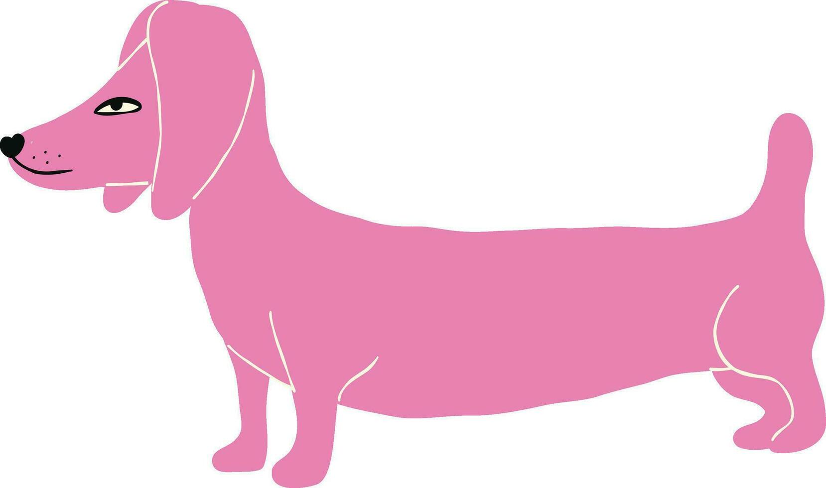 Cool strange Pink dachshund. comic dog character illustration vector