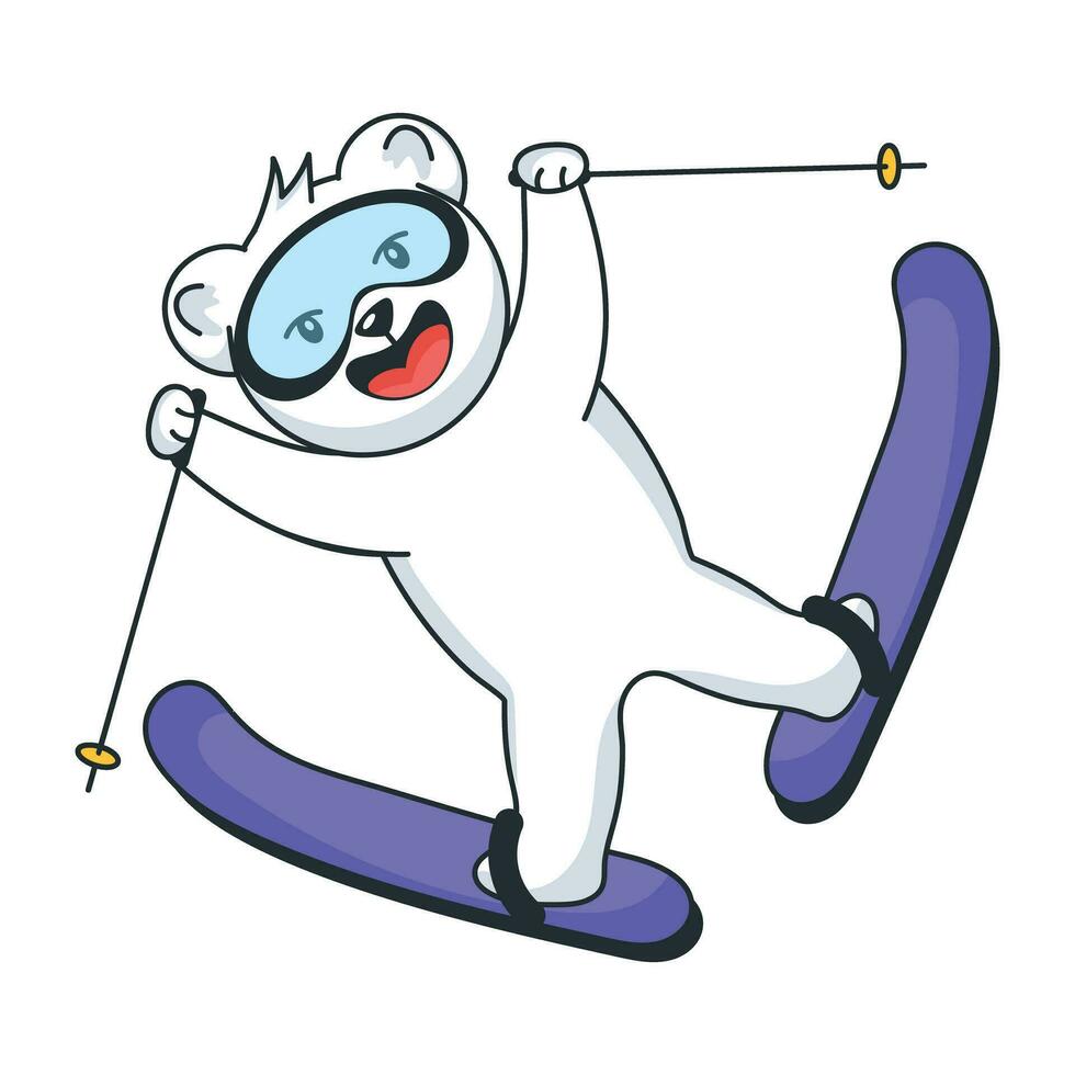 Trendy Skiing Bear vector