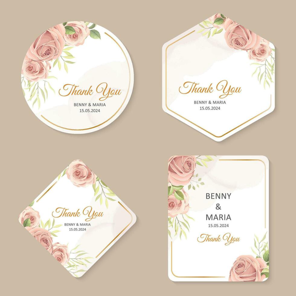 Collection of modern hand drawn floral labels vector