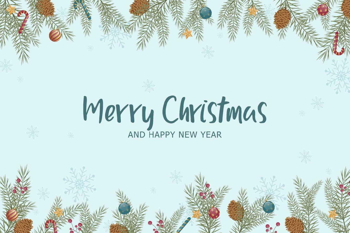 Merry Christmas background with pine leaf ornament vector