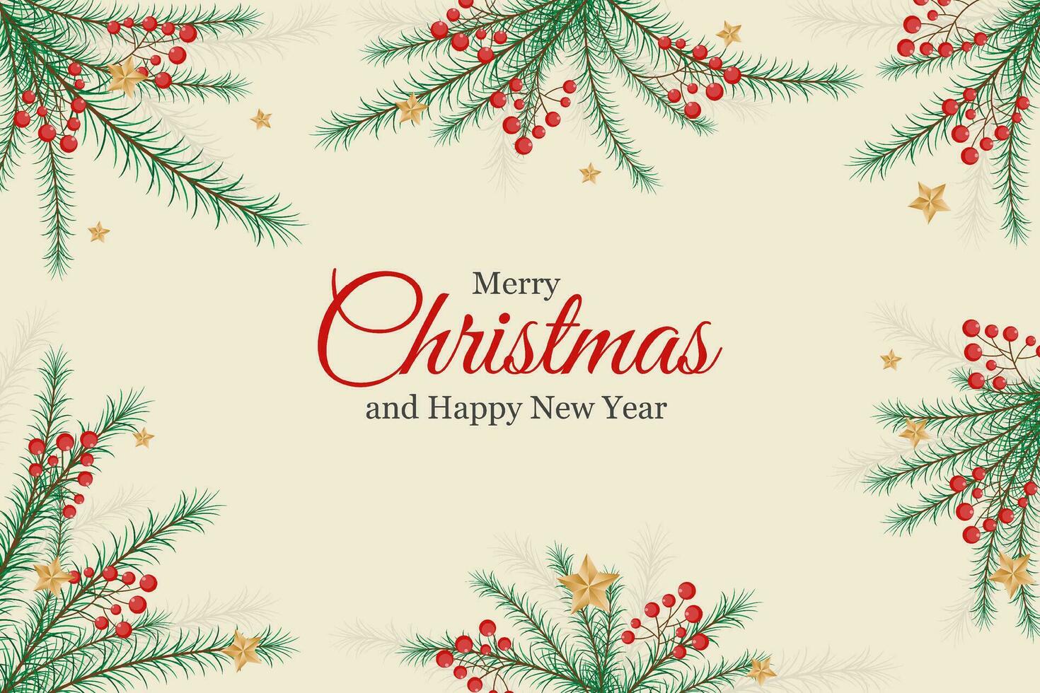 Merry Christmas background with pine leaf ornament vector