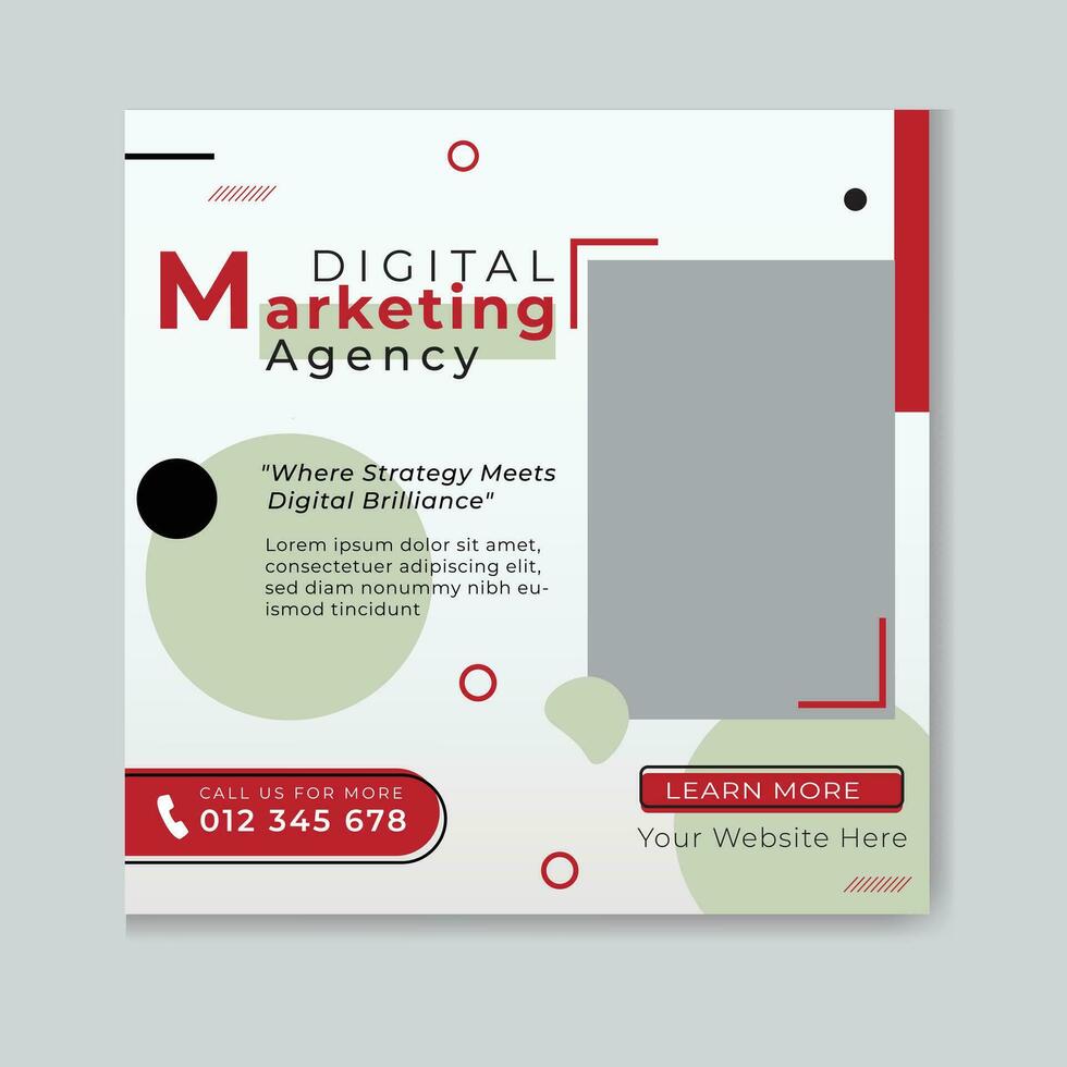 Digital markeign agency social media post vector template free