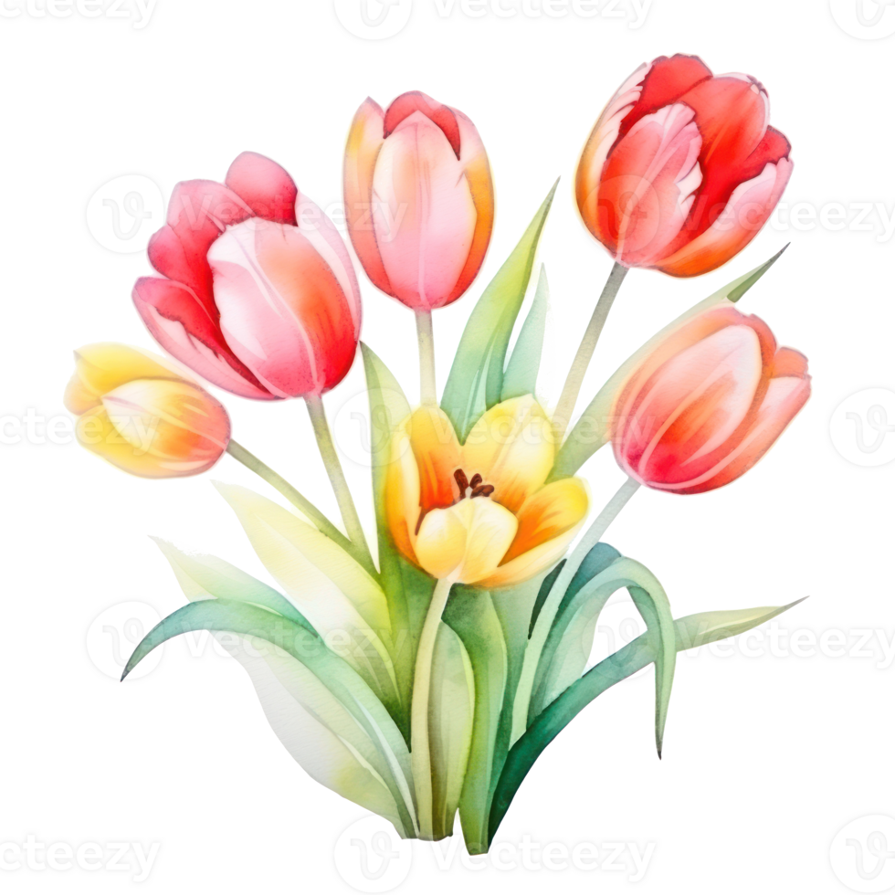 watercolor tulip background isolated png