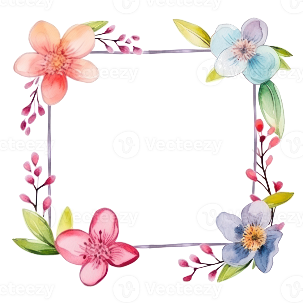 watercolor spring frame isolated png