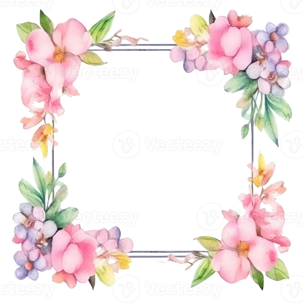 watercolor spring frame isolated png