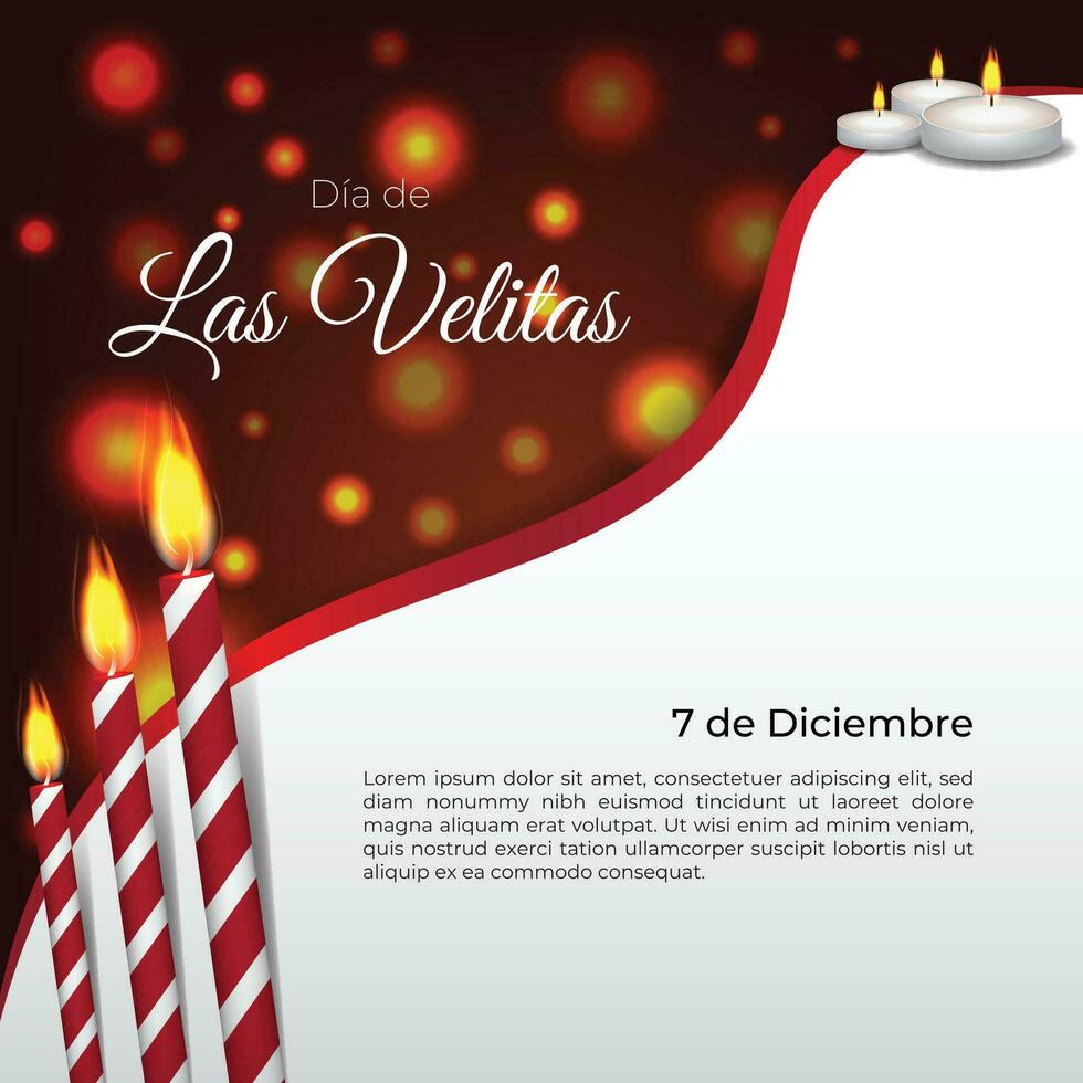 Dia de Las Velitas 7 de Diciembre Celebration Greeting with Candles vector
