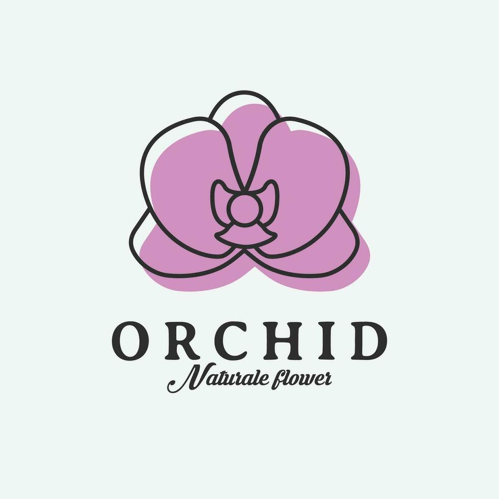 orquídea flor logo icono sencillo diseño, orquídea imagen línea Arte. vector