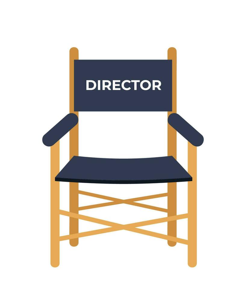 de madera plegable silla con director etiqueta para cine o teatro uso. cine director silla. vector ilustración.