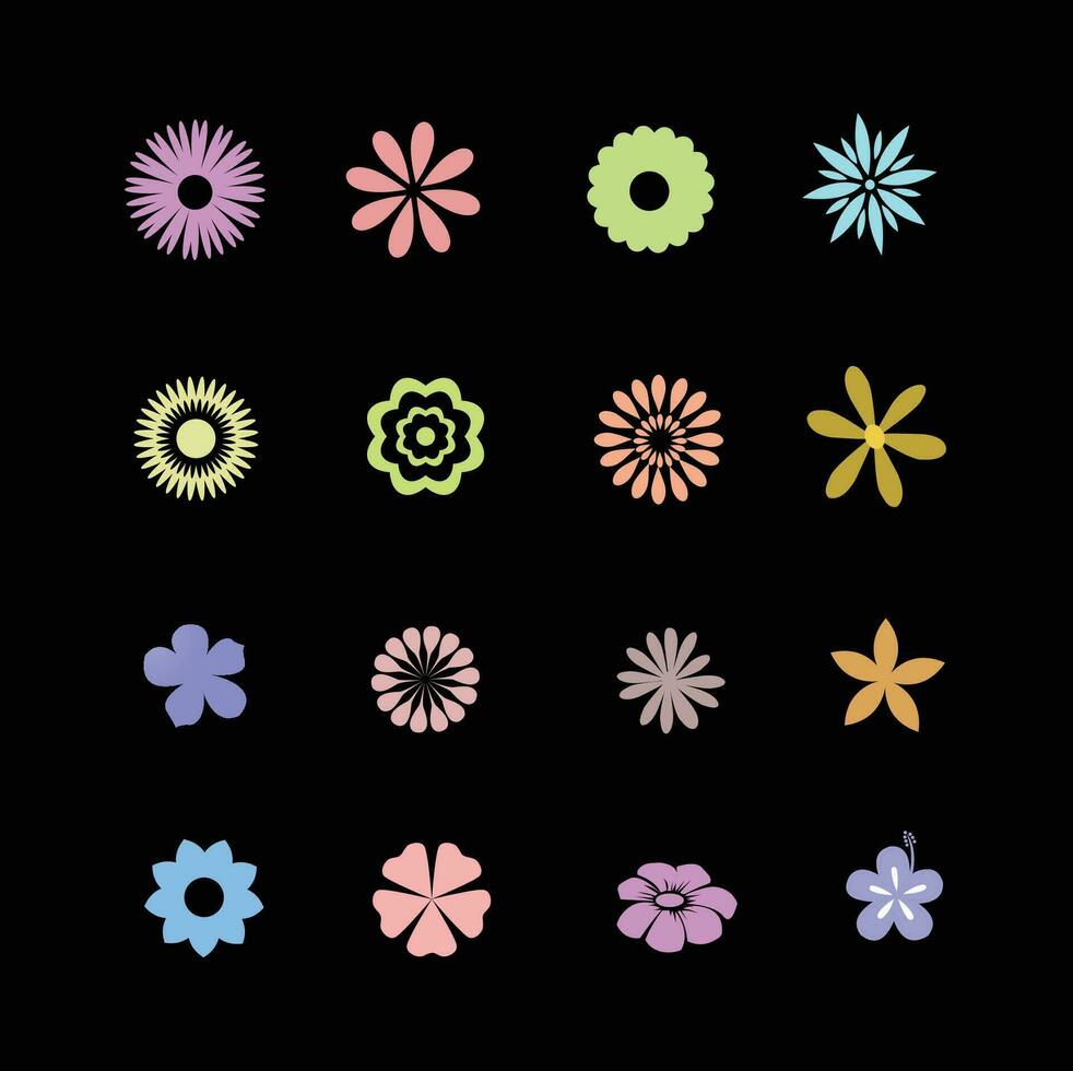 Different shapes of flowers illustration vector