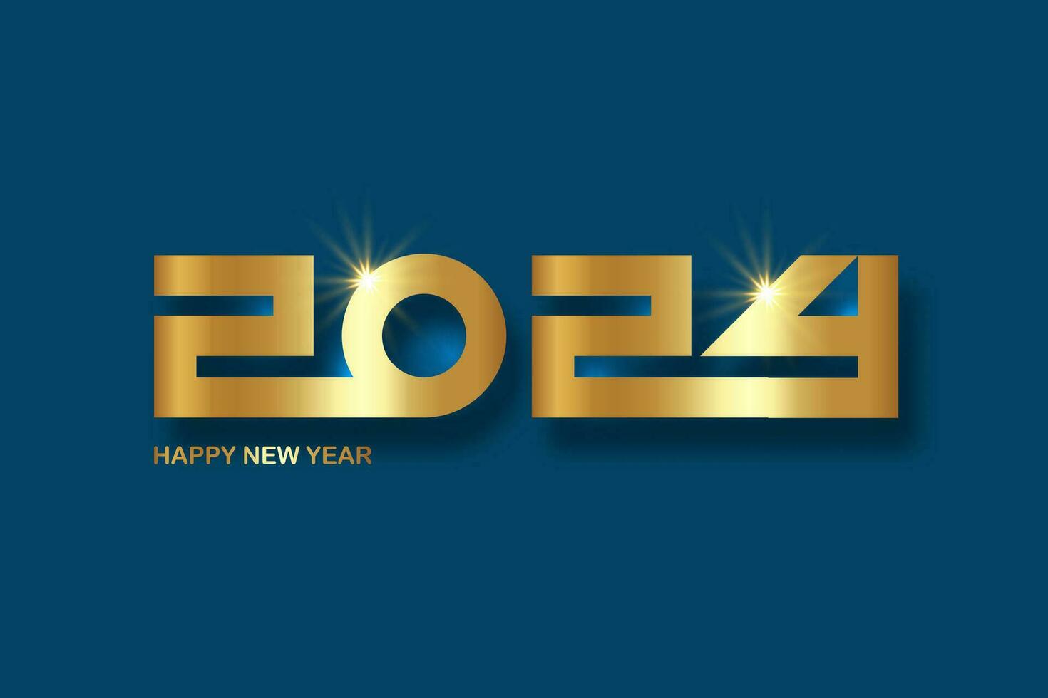 New year 2024 gold numbers Decorative greeting card 2024 happy new year Luxury Creative Christmas banner, vector illustration isolated on blue background