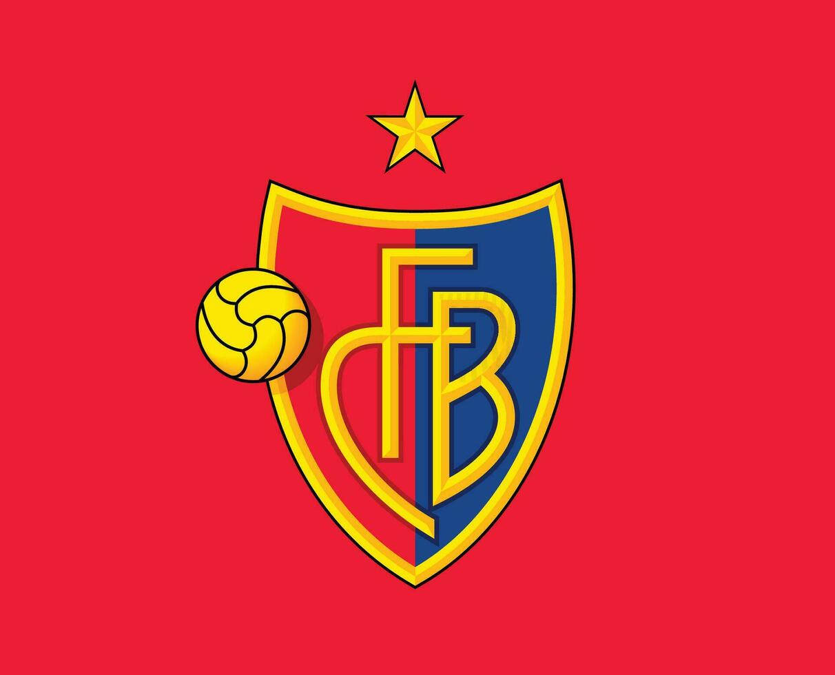 Basel Club Symbol Logo Switzerland League Football Abstract Design Vector Illustration With Red Background