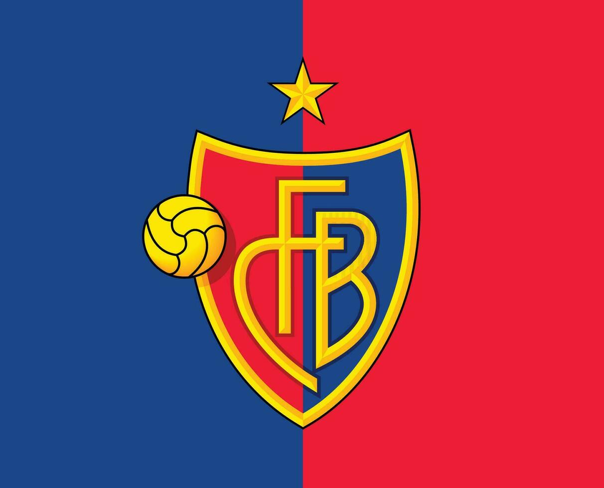 Basel Club Symbol Logo Switzerland League Football Abstract Design Vector Illustration With Red And Blue Background