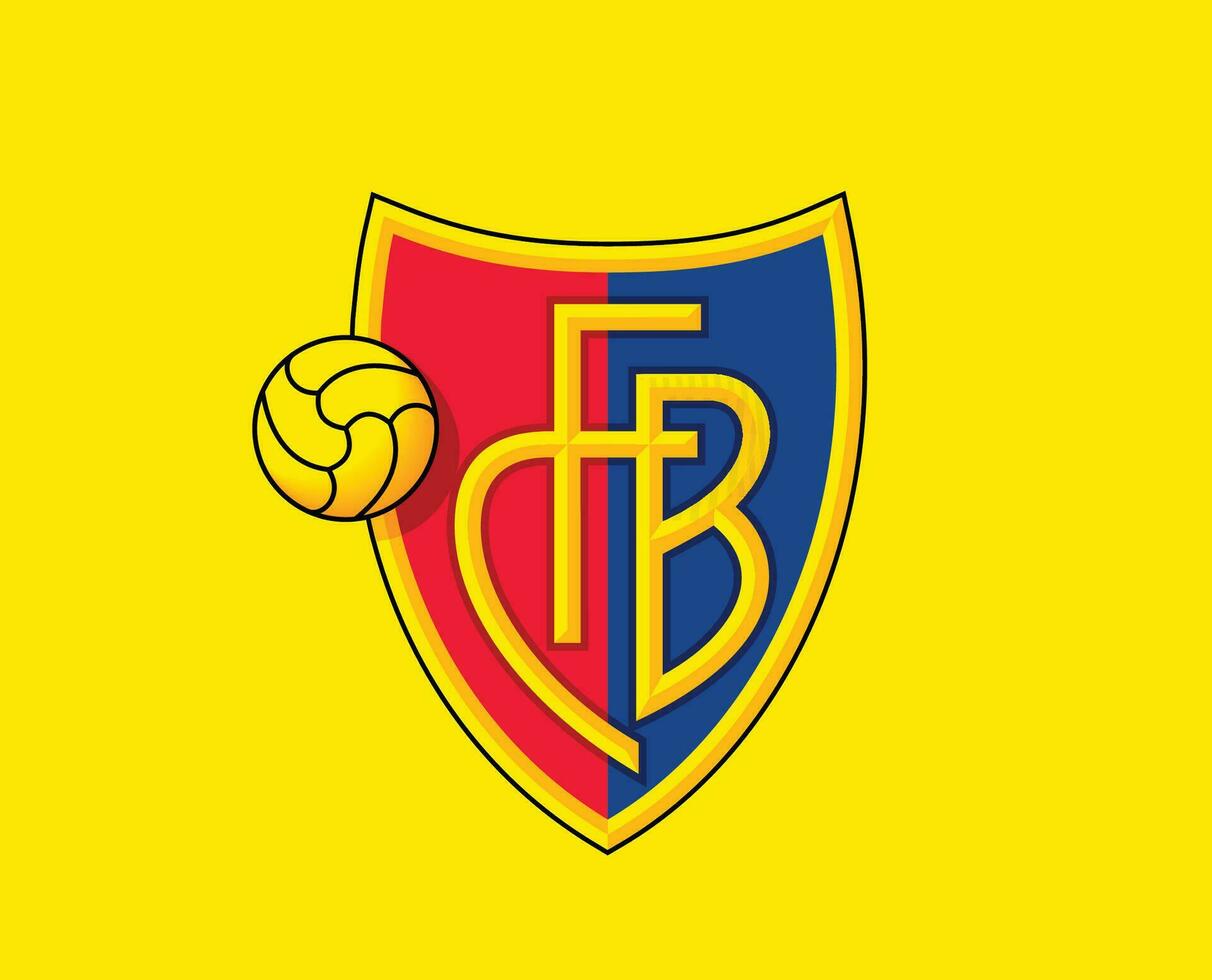 Basel Logo Club Symbol Switzerland League Football Abstract Design Vector Illustration With Yellow Background