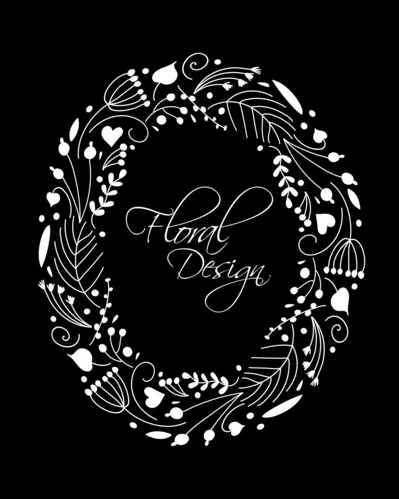 Chalkboard vector handdrawn floral wreaths