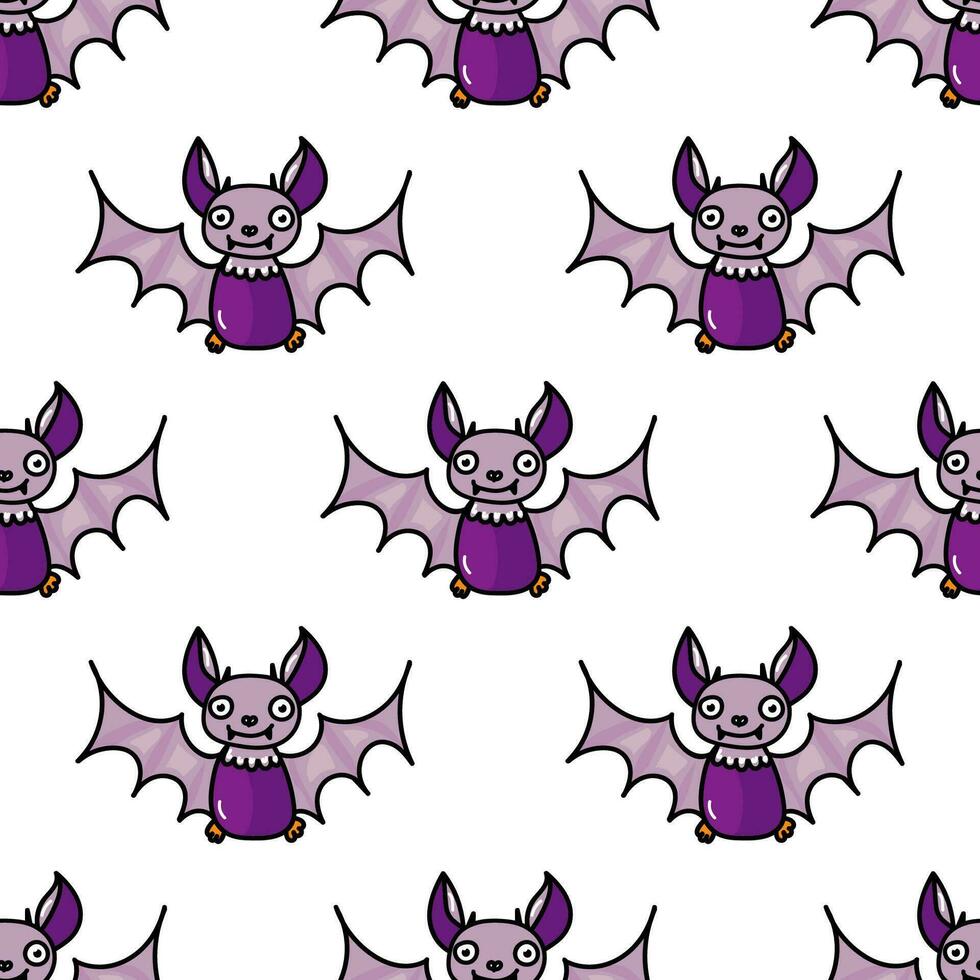 Hand drawn vector seamless pattern with Halloween bat