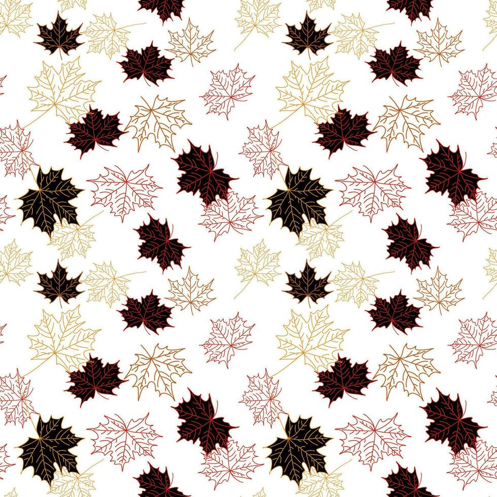 Vector seamless pattern of maple fall leaves