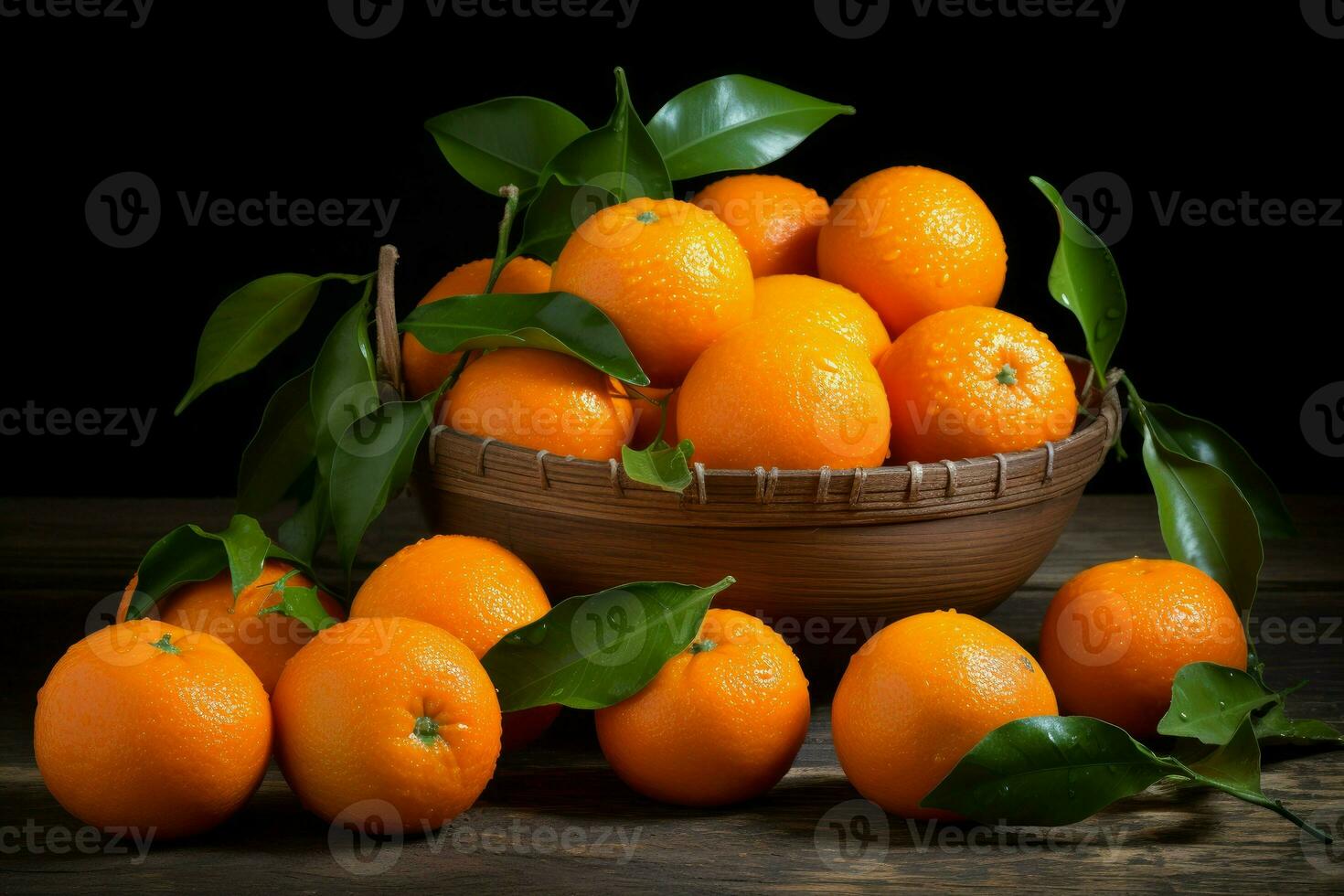 Refreshing Fresh ripe tangerines. Generate Ai photo