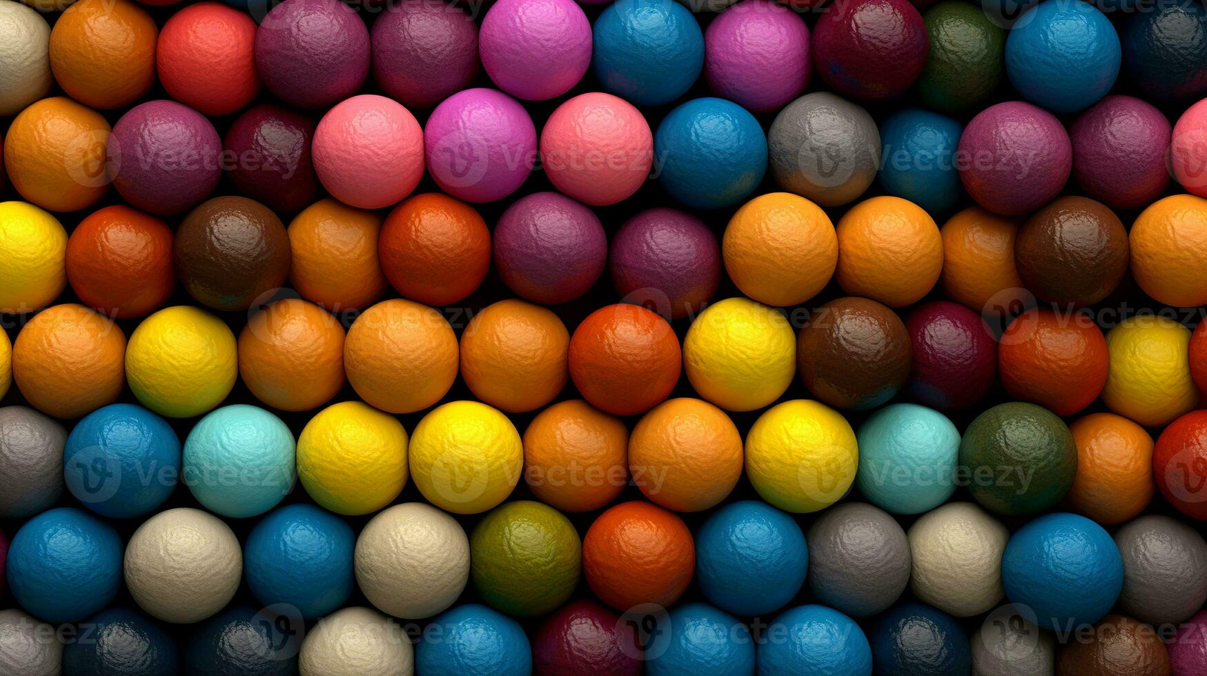 Colorful background. Multi-colored balls tightly packed in rows. Abstract pattern of multi-colored spheres. AI Generated photo