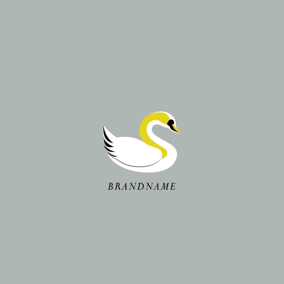swan logo icon yellow minimalist concept design vector business branding