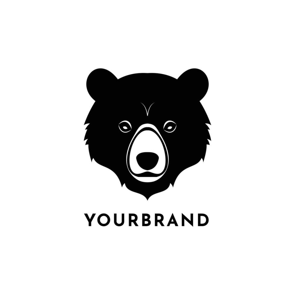 elegant bear logo icon in black silhouette minimalist concept design vector business branding
