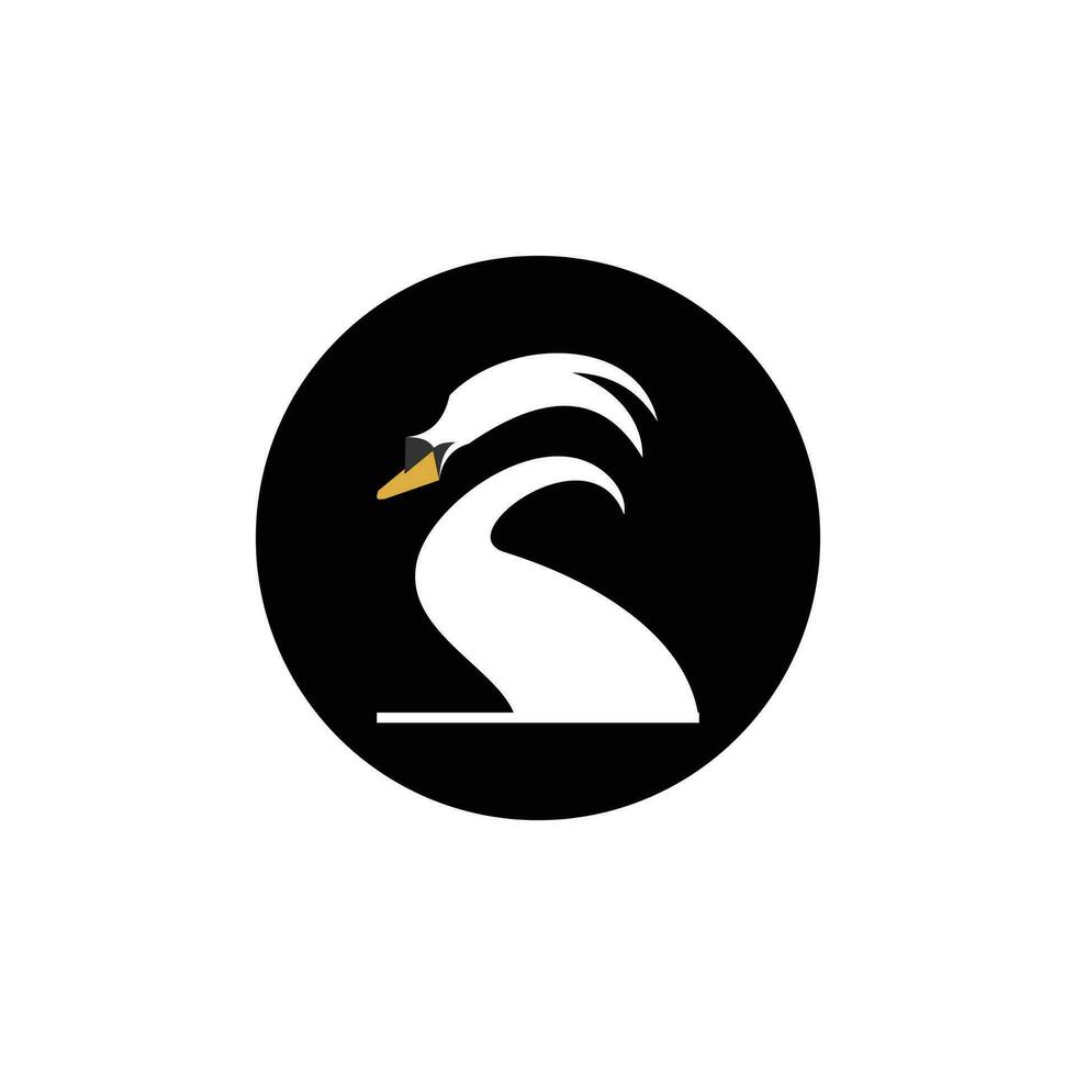 swan logo silhouette icon in black and white minimal simple modern style business branding vector