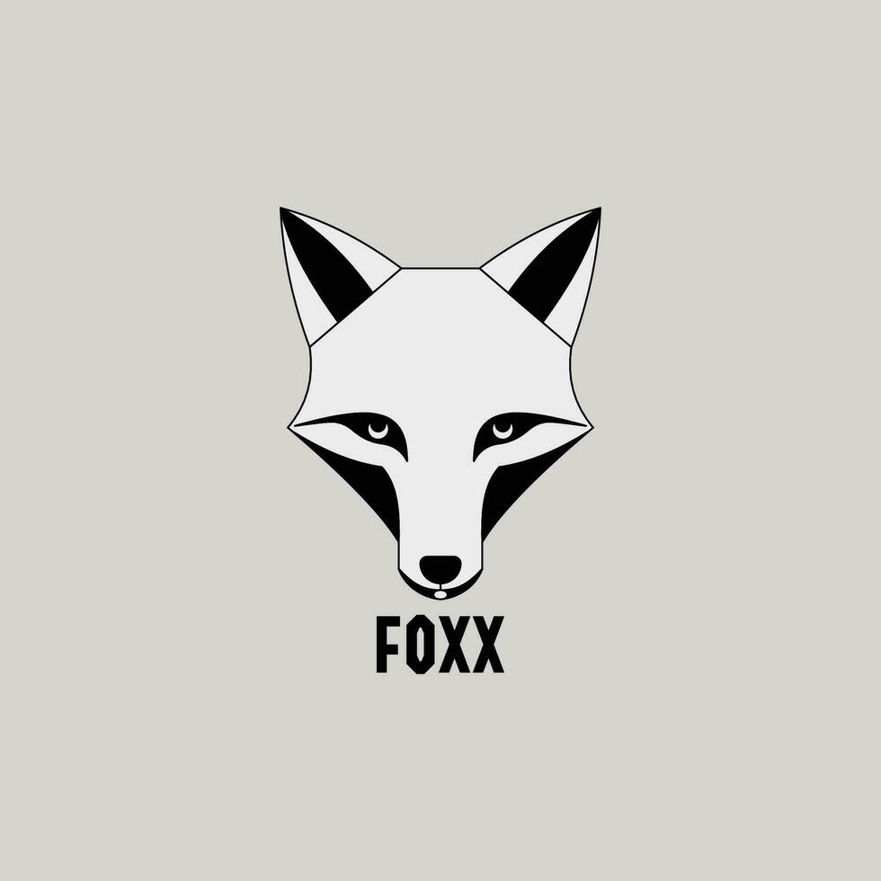 fox wolf logo icon in black and white minimal simple modern business branding vector