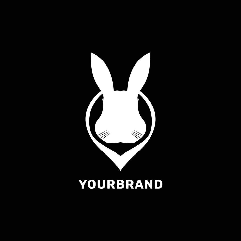 elegant rabbit logo icon in white silhouette minimalist concept design vector business branding