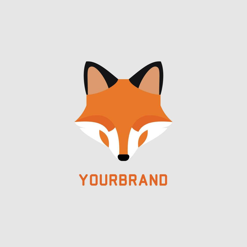 minimalist fox logo icon in color concept design vector business branding