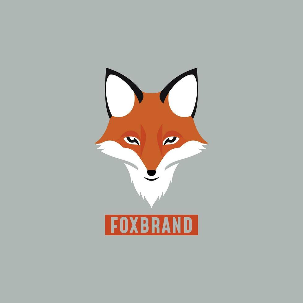 fox wolf logo icon with orange brown color minimal simple modern business branding vector