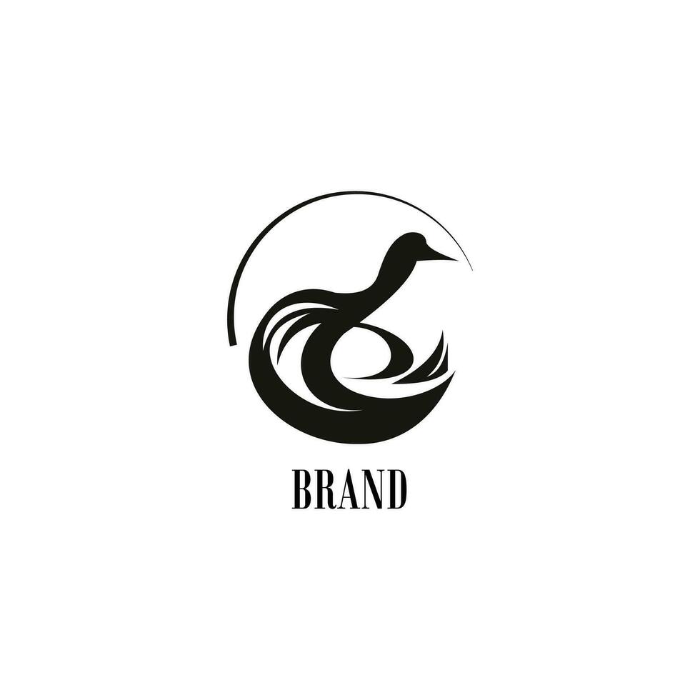 swan logo silhouette icon in black and white minimal simple modern business branding vector